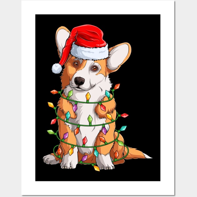 Corgi Santa Christmas Tree Lights Xmas Gift For Dog Lovers Wall Art by _So who go sayit_